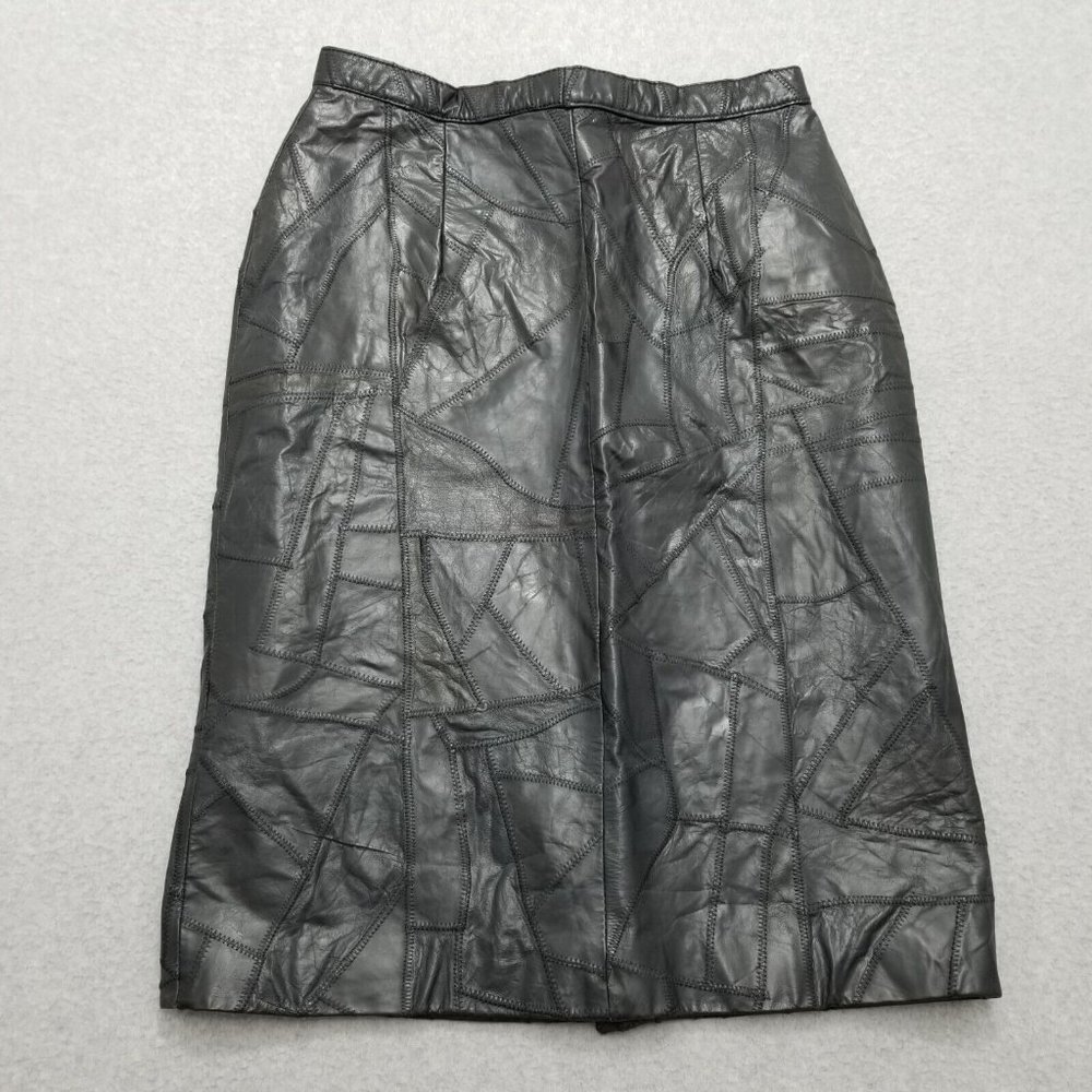 Lion Leather Skirt Womens 13/14 Black 29x26‎